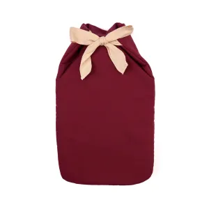 1.8 Litre Classic Plant Based Hot Water Bottle with Red Wine and Bow Cotton Cover (rubberless)