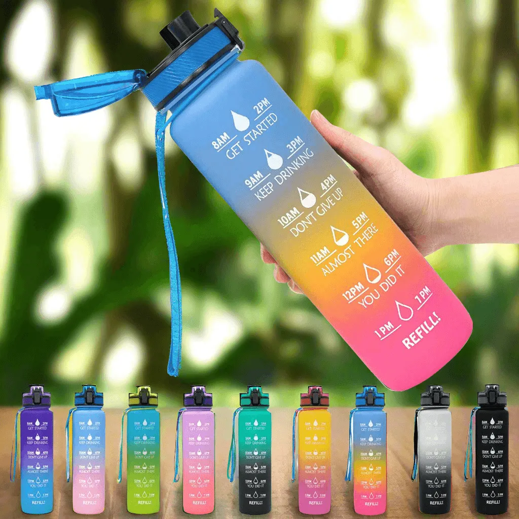 1L Tritan Water Bottle With Time Marker Bounce Cover Motivational Water Bottle Cycling Leakproof Cup For Sports Fitness Bottles