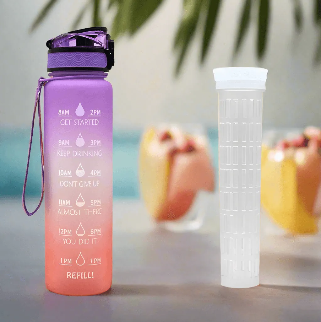 1L Tritan Water Bottle With Time Marker Bounce Cover Motivational Water Bottle Cycling Leakproof Cup For Sports Fitness Bottles