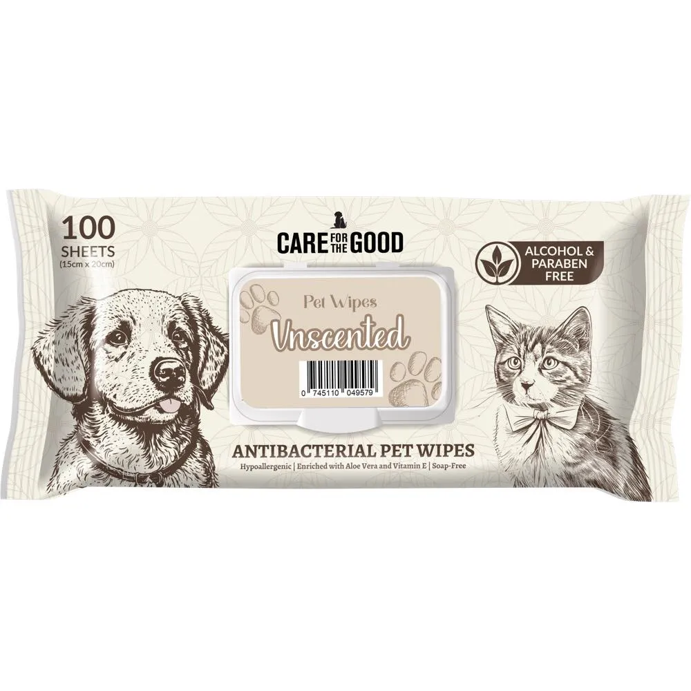 3 FOR $11.70: Care For The Good Antibacterial Pet Wipes For Cats & Dogs (Unscented) 100pc