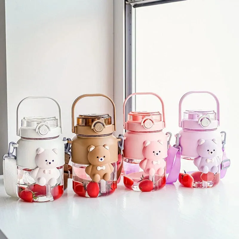 3D Bear Bestie Large Water Bottle w/ Strap - 1100 ml