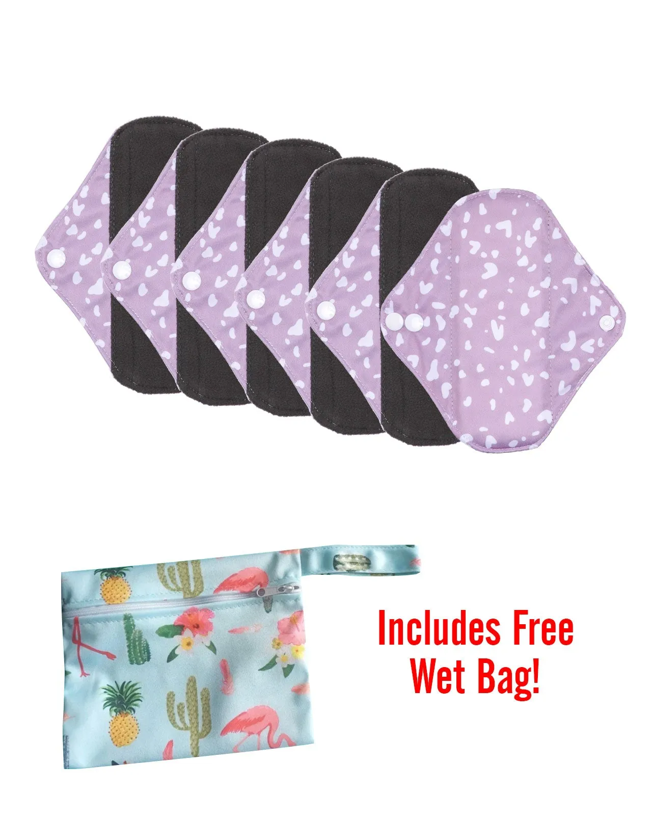 6pc LeakProof Reusable Pads (Includes Free Wet Bag)