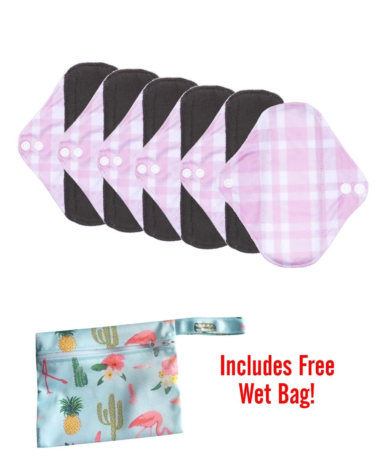 6pc LeakProof Reusable Pads (Includes Free Wet Bag)