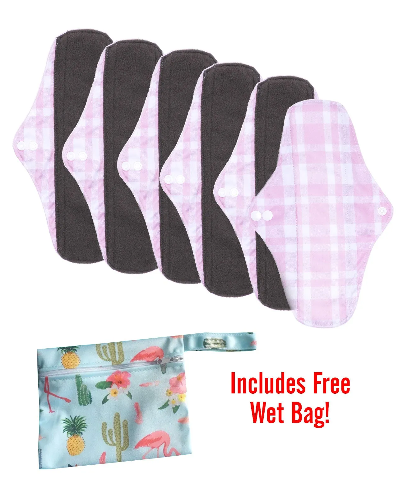 6pc LeakProof Reusable Pads (Includes Free Wet Bag)