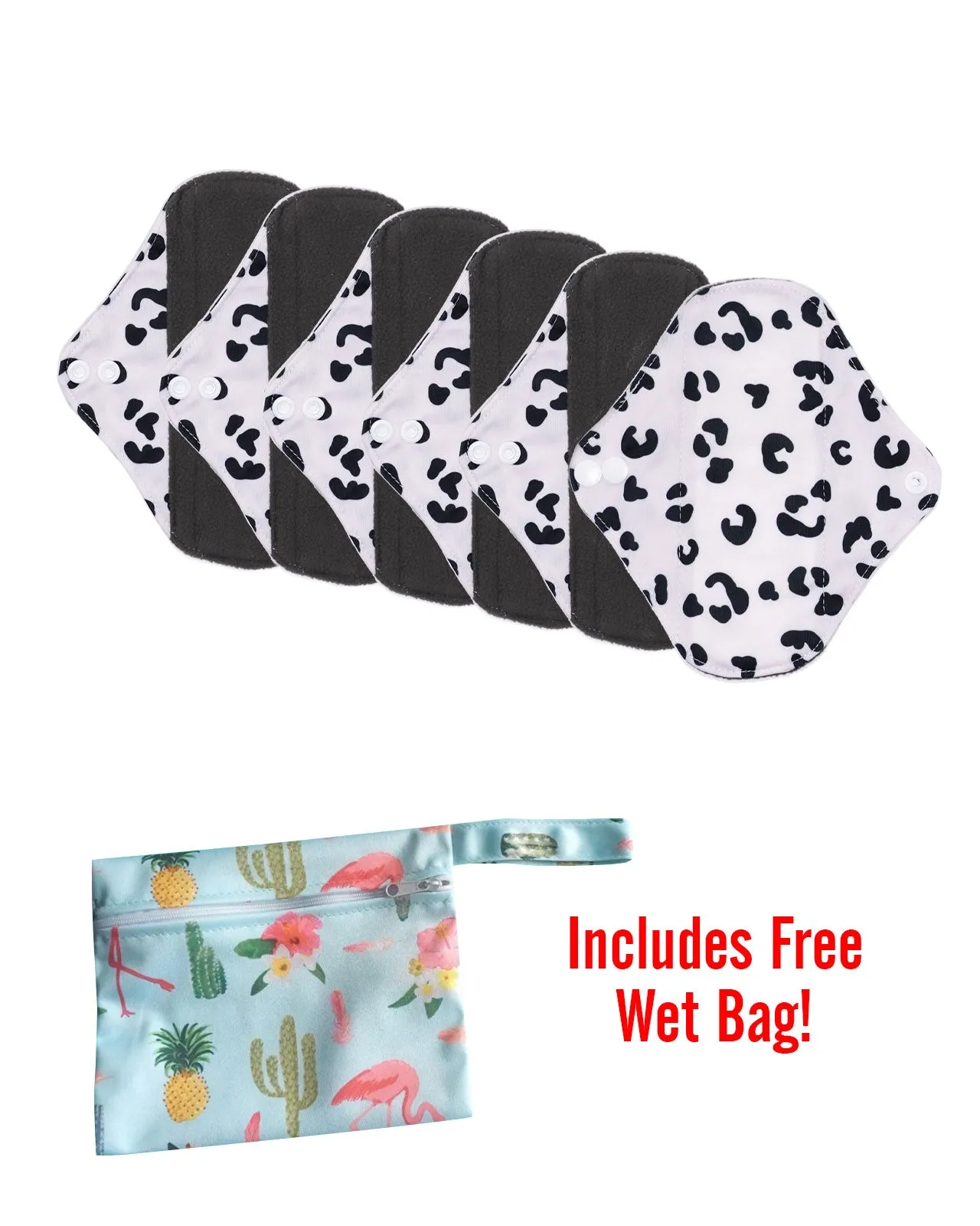 6pc LeakProof Reusable Pads (Includes Free Wet Bag)