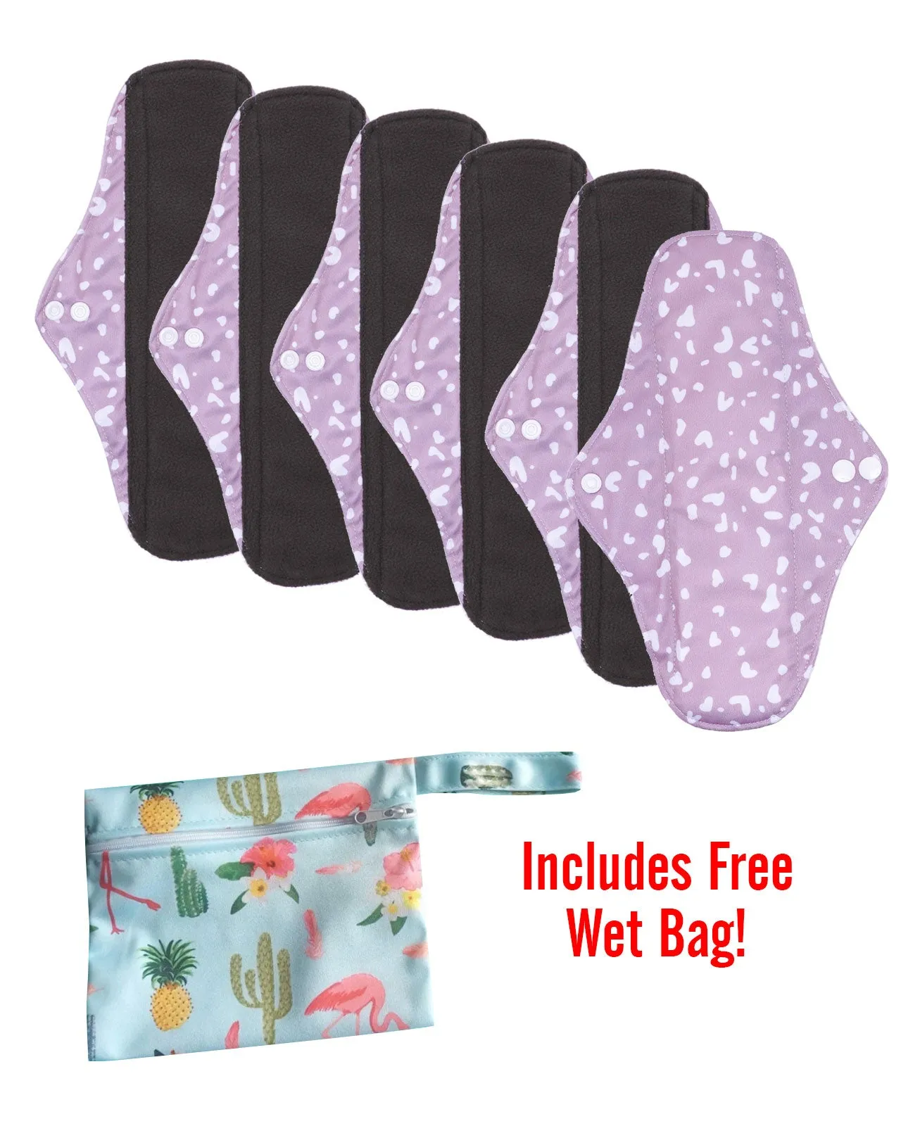 6pc LeakProof Reusable Pads (Includes Free Wet Bag)