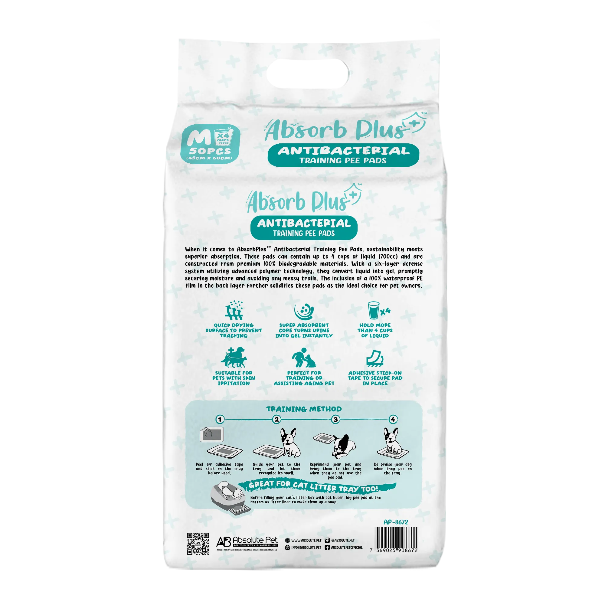 Absorb Plus Antibacterial Dog Training Pee Pad