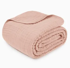 Adult Muslin Cotton Throw - Blush