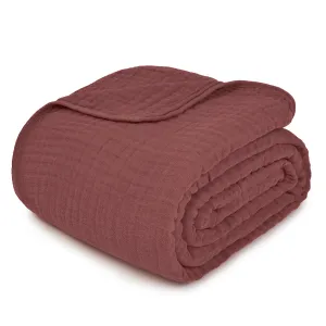 Adult Muslin Cotton Throw - Wine