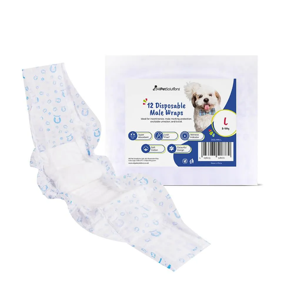 AllPetSolutions Disposable Male Dog Wraps S - XL