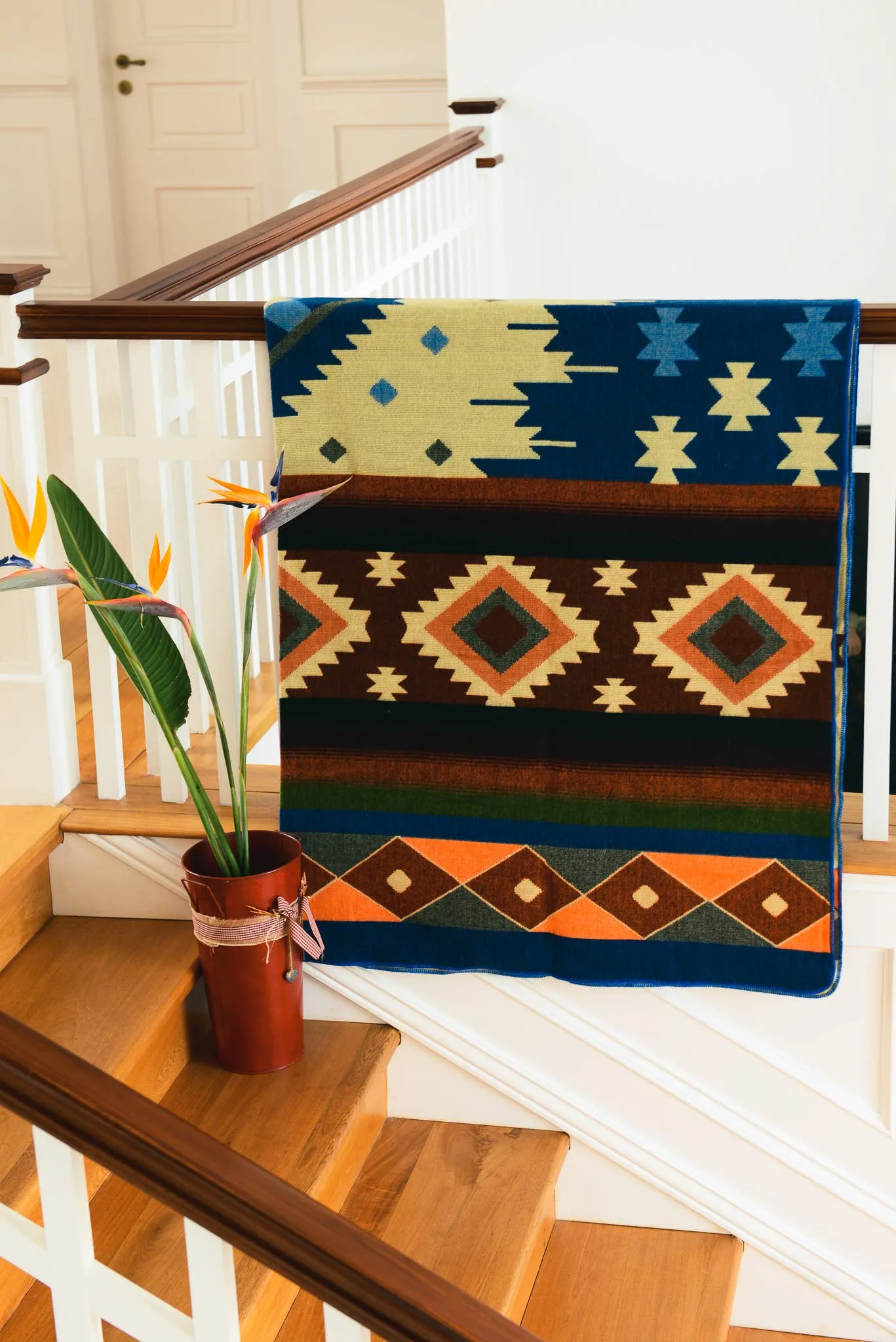 Alpaca Native Blanket - Quilotoa Blue - 190cm x 225cm