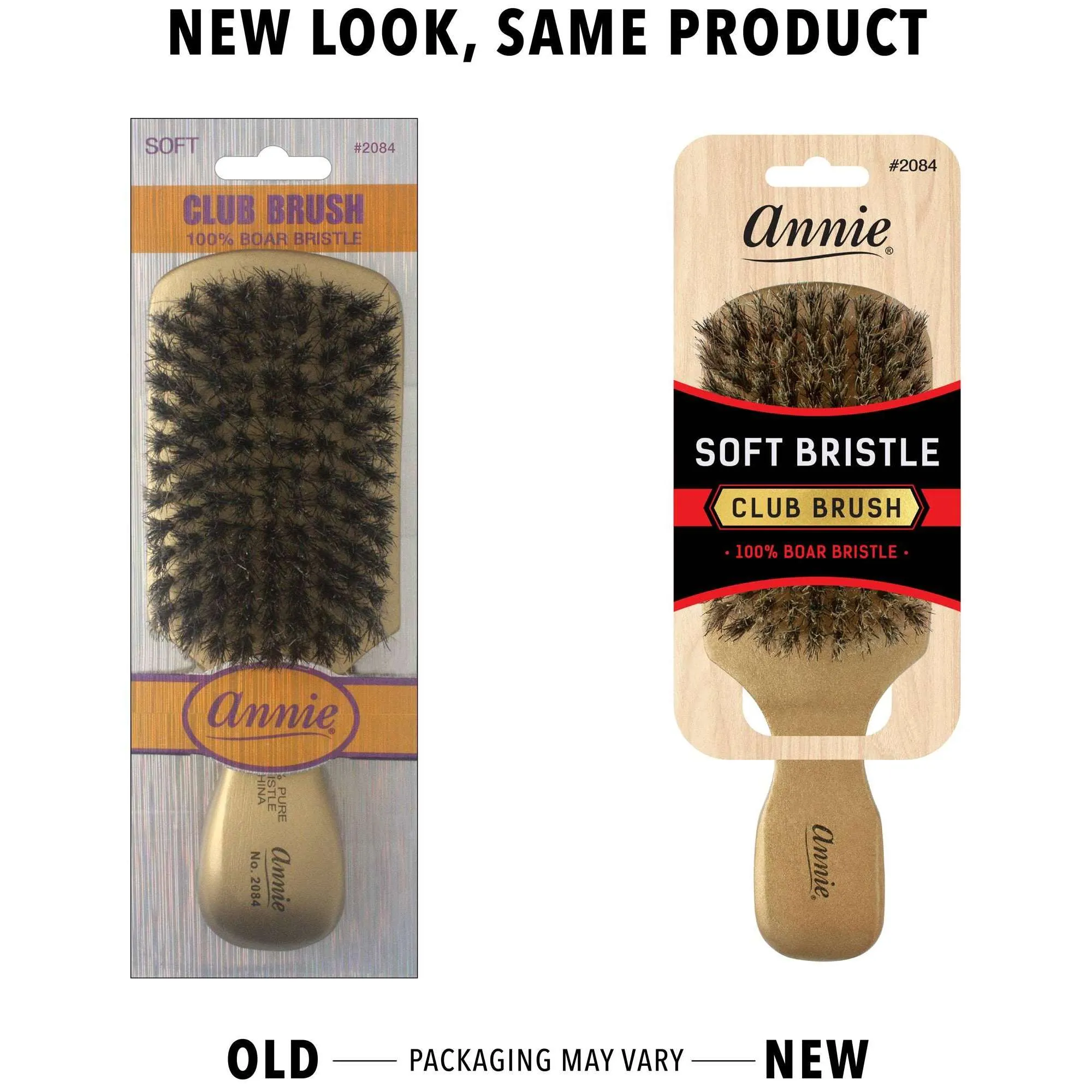 Annie Soft Club Brush 100% Pure Boar Bristles Gold