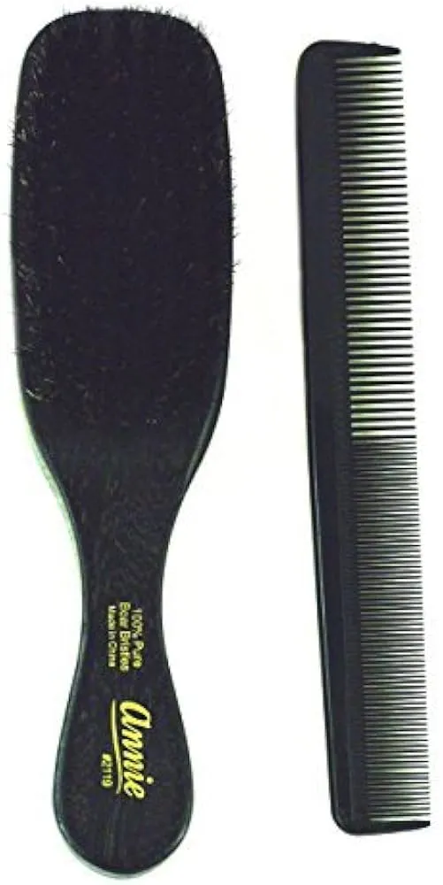 Annie Soft Wood Wave Boar Bristle Brush With Comb 8.5 inch 2119