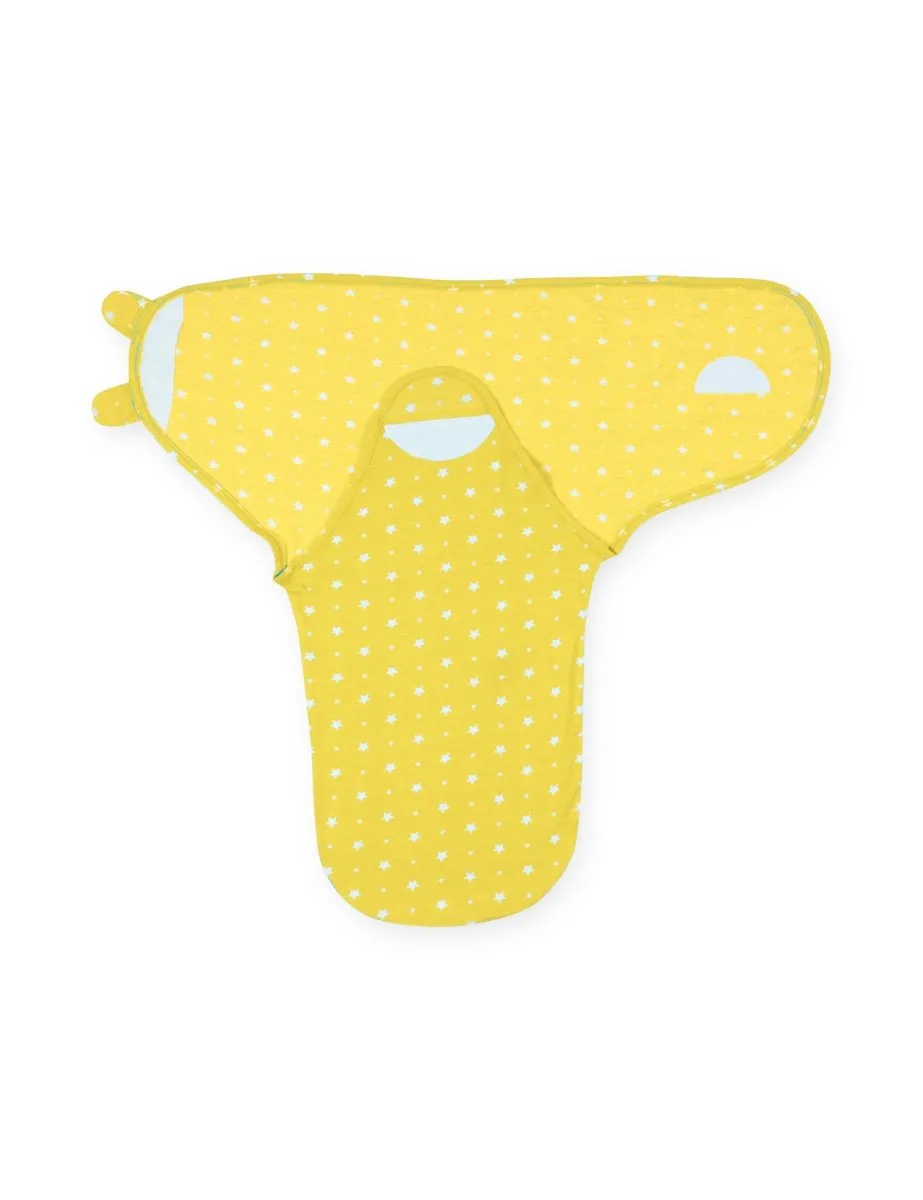 Baby Swaddle Blanket and Cap Set Yellow Star