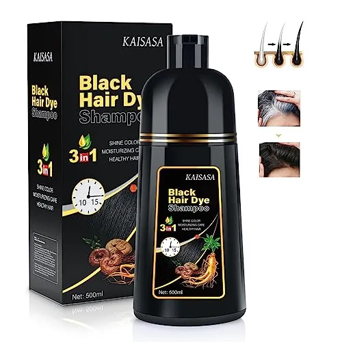 BOJICA Black Hair Dye 3 in 1 Shampoo for Gray Hair, Herbal Ingredients for Women&Men, Dye in Minutes/Semi-Permanent/(17.6 FL OZ)