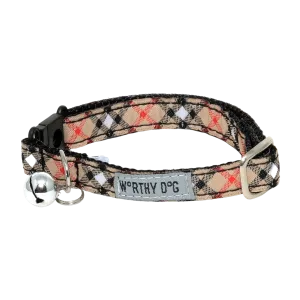 Cat Collar | Bias Plaid Tan