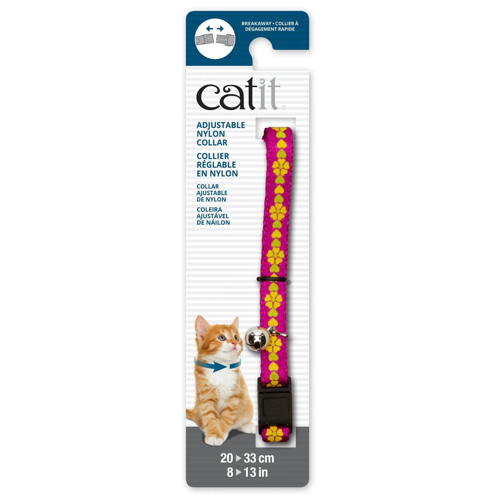 Catit Adjustable Breakaway Nylon Collar Pink With Flowers