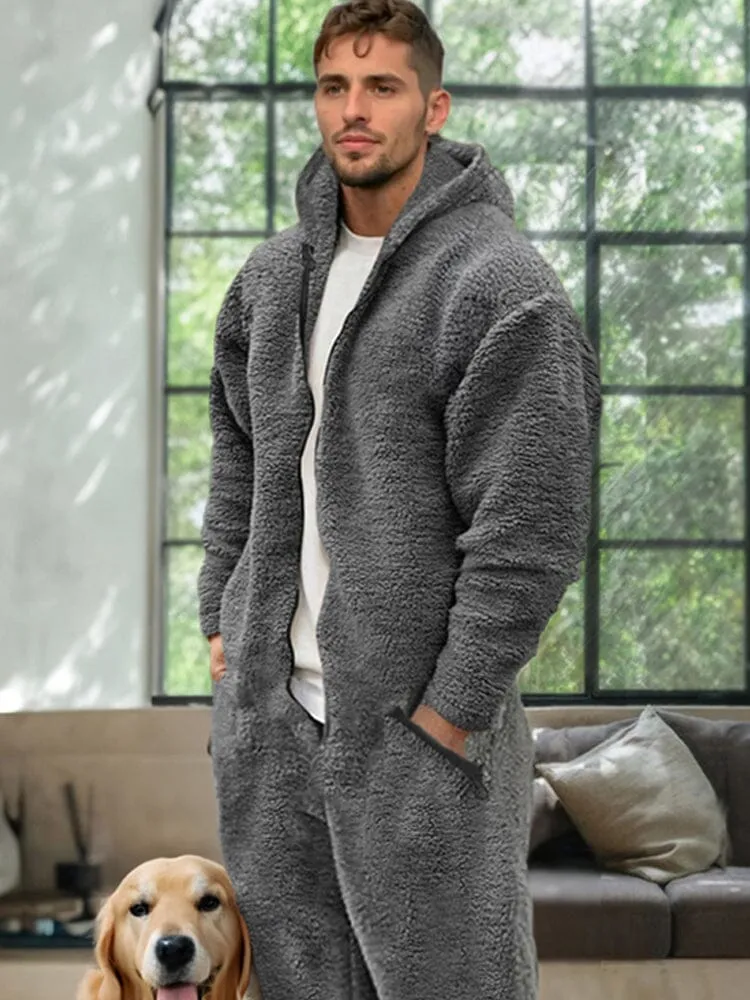 Comfy Polar Fleece Hooded Jumpsuit