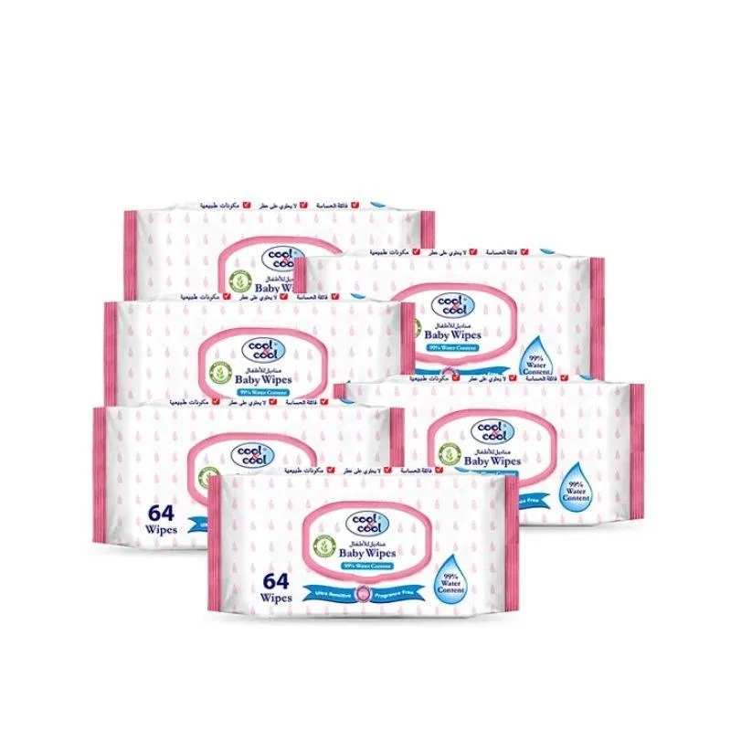 Cool & Cool Baby Wipes - 6 Packs - 384 Pieces