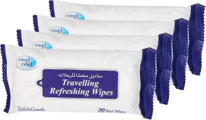 Cool & Cool Travelling Refreshing Wipes Pack of 4 x 20 - 80 Pieces