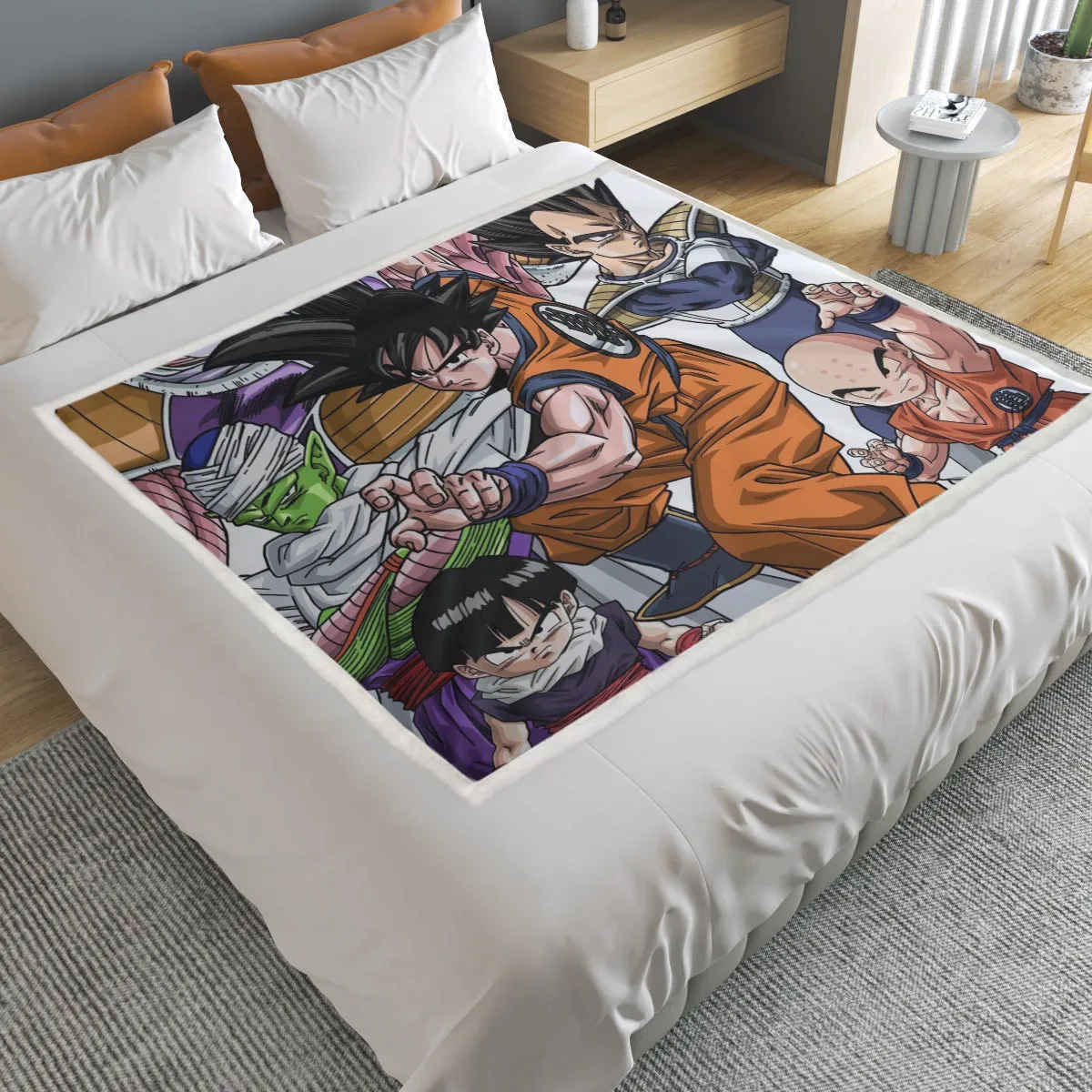 DBZ Goku Fighting Stance Gohan Piccolo Krillin Vegeta Frieza Color Household Warm Blanket