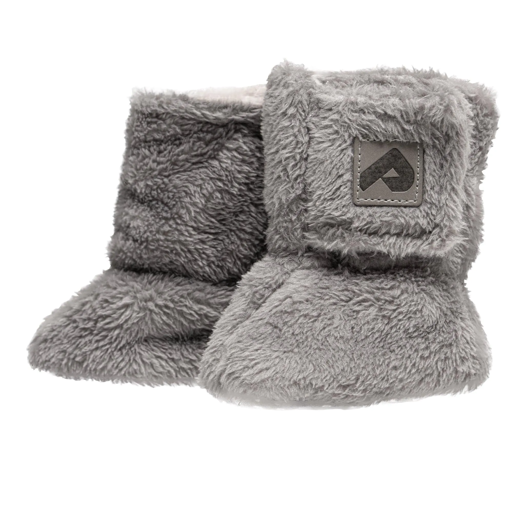 Double layer plush booties - Gray solid