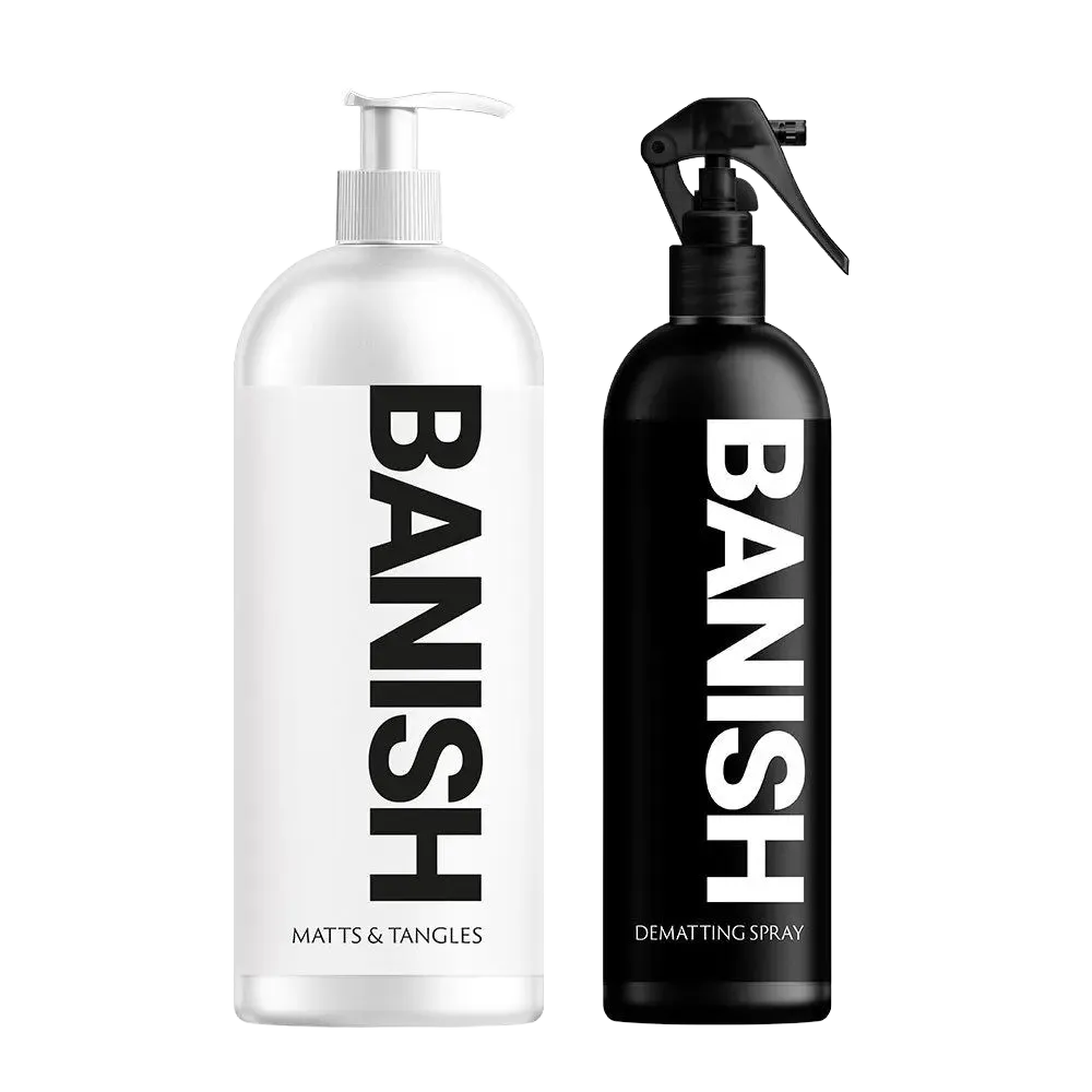 Duo: 17oz Spray and 33oz Conditioner by Banish