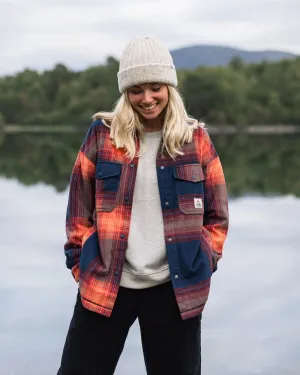 East Recycled Polar Fleece Shirt - Rich Navy/ Red Ochre Check