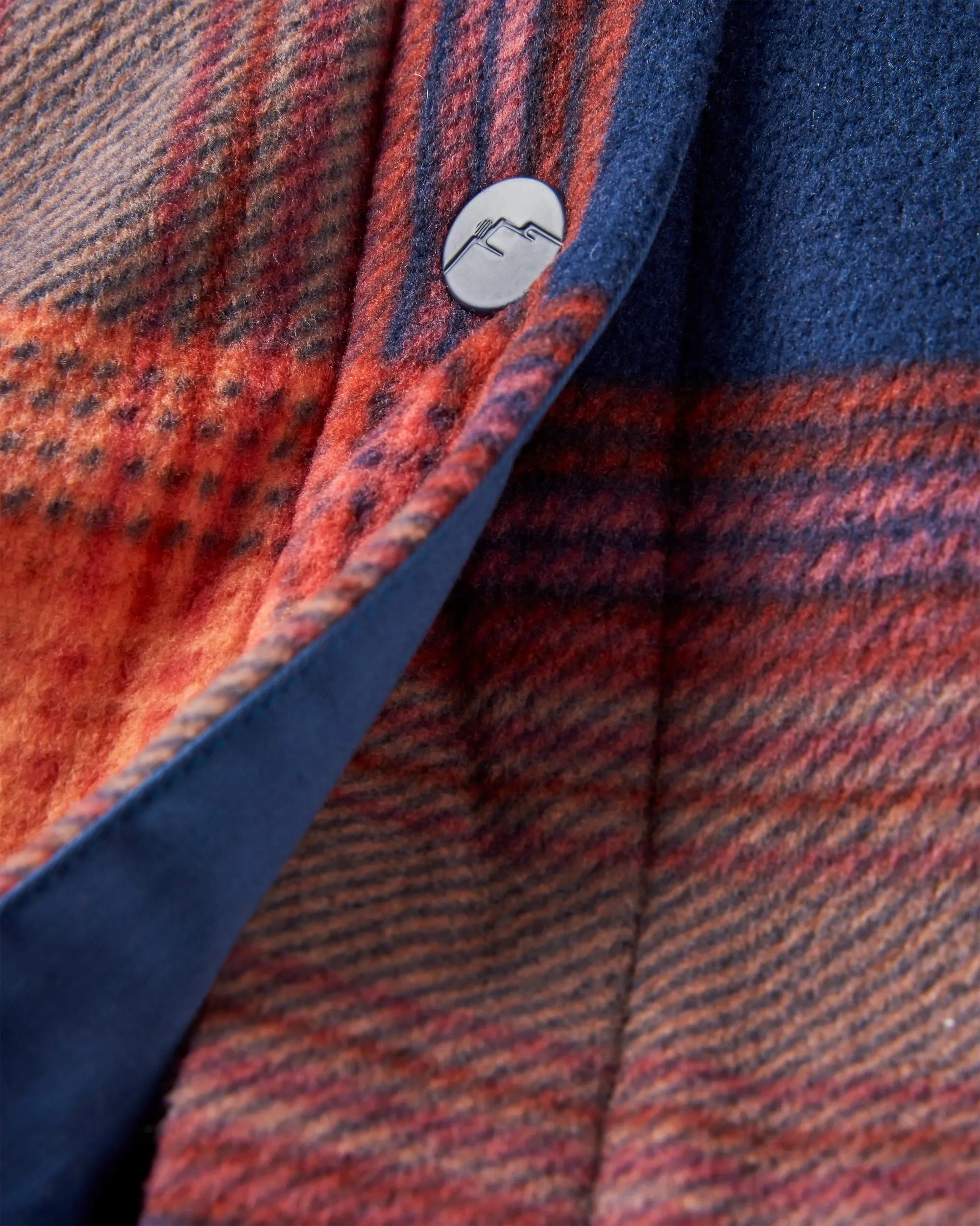 East Recycled Polar Fleece Shirt - Rich Navy/ Red Ochre Check