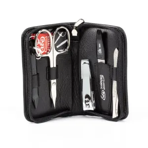 Erbe Solingen 5-Piece Manicure Set, Black Leather Zip Case