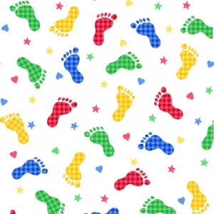 Footprints Cotton Flannel Fabric 9307