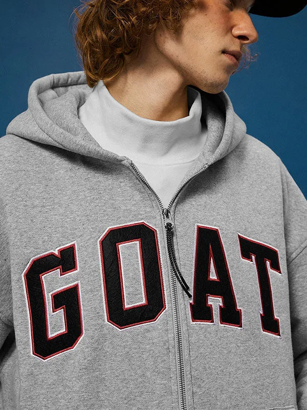 Goat Fleece Hoodie Jacket in Grey Color