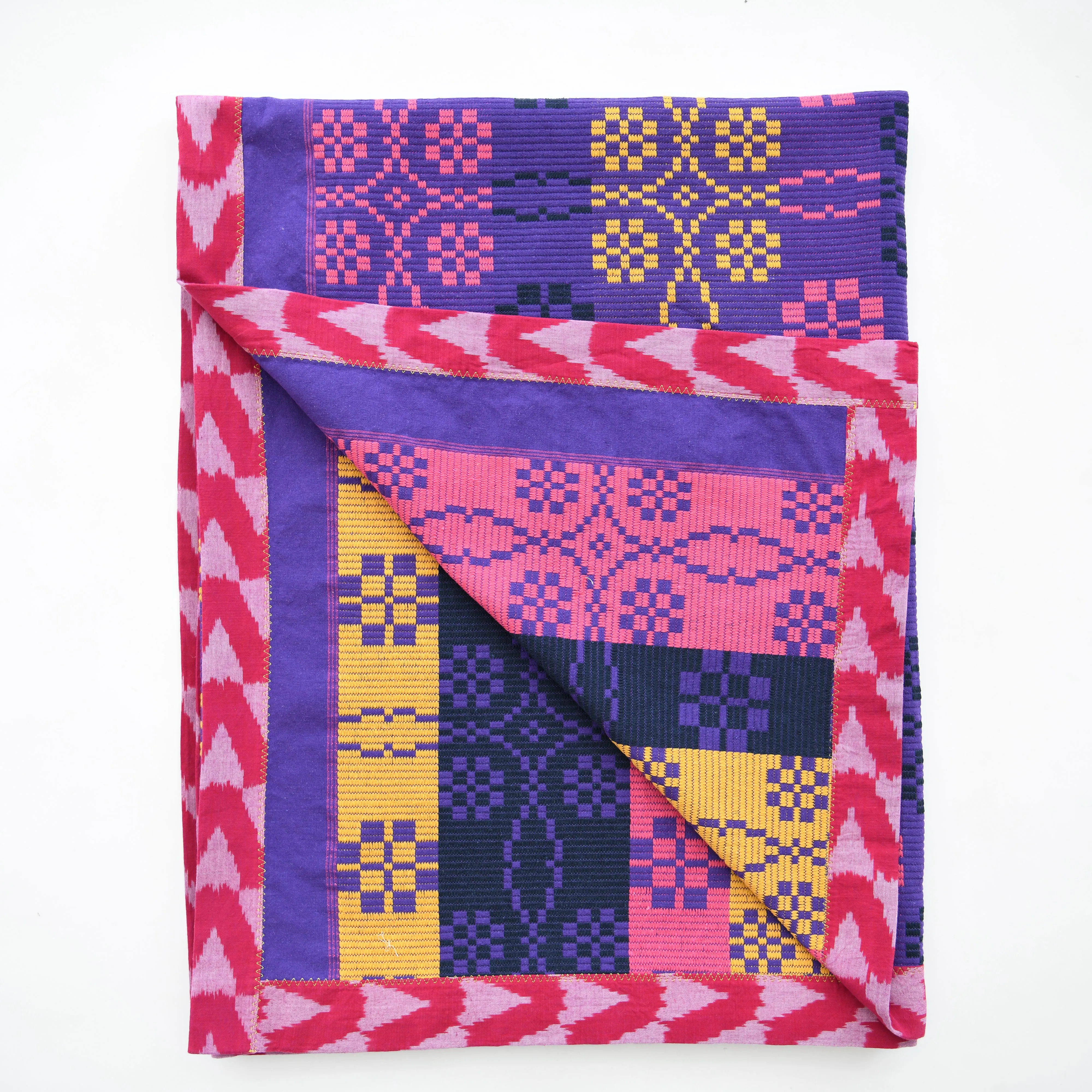 Gregory Parkinson Assamese Blanket : Violet Fuchsia Maize