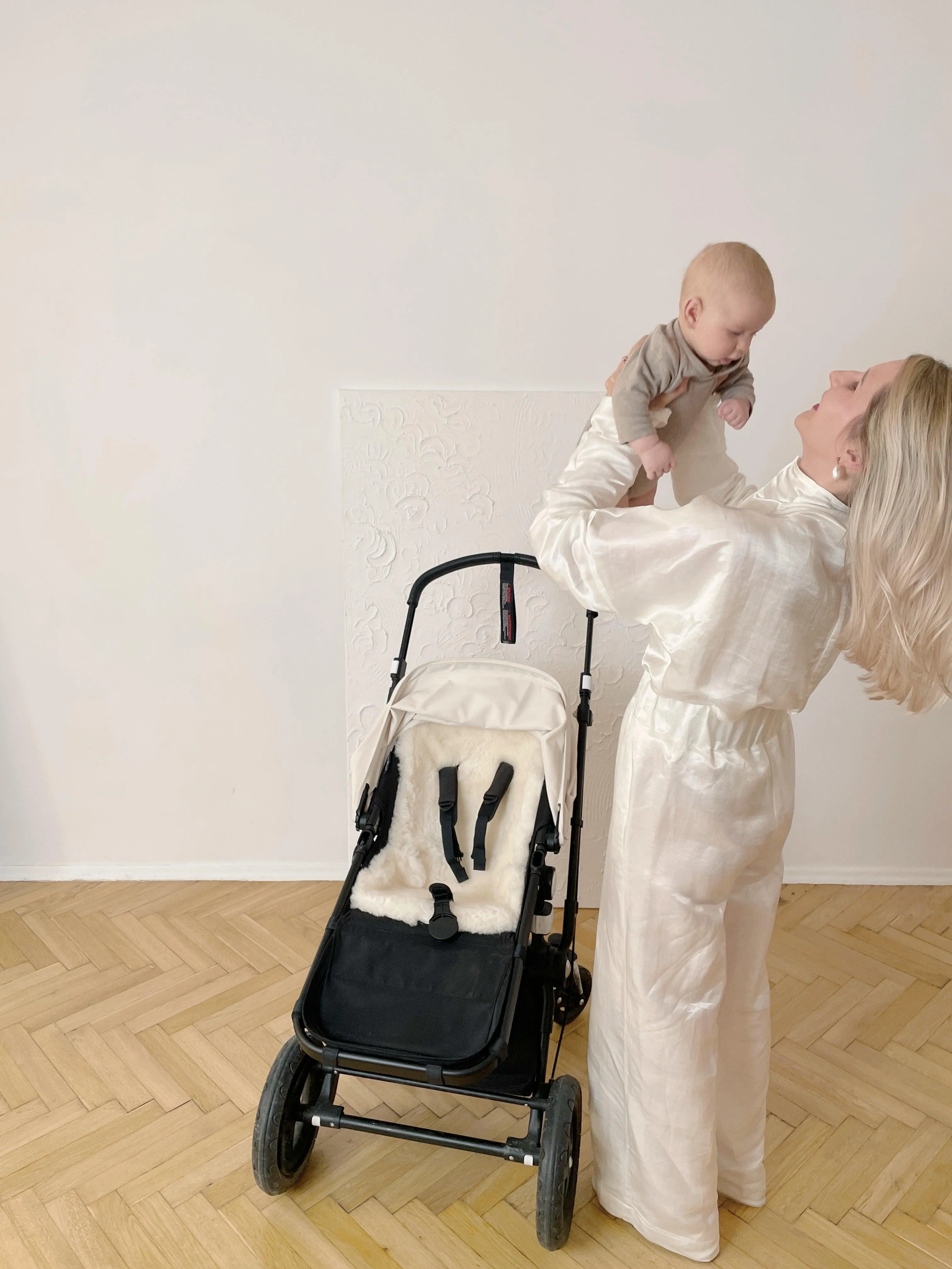 Greige Natural Sheepskin Stroller Liner