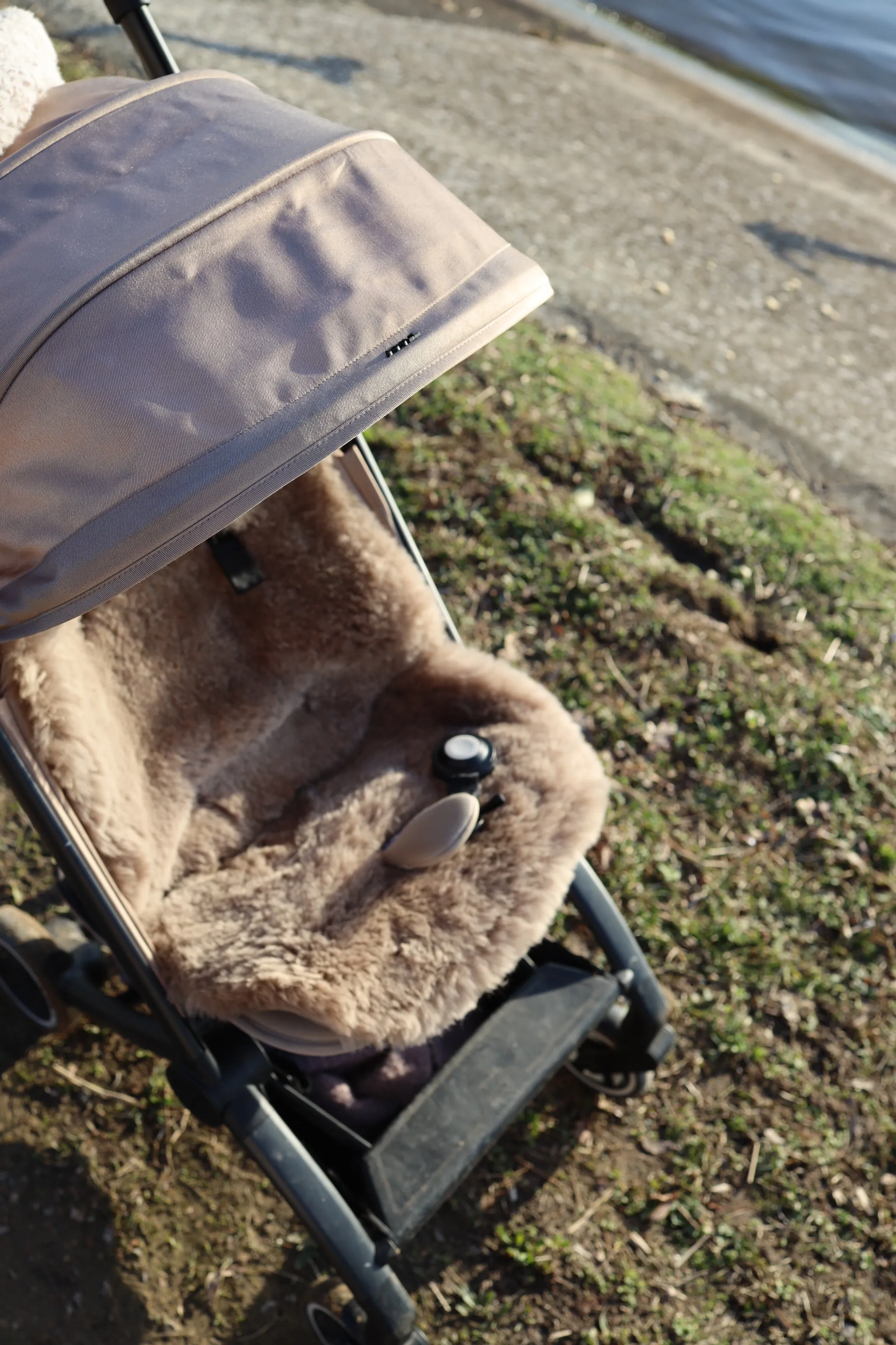 Greige Natural Sheepskin Stroller Liner