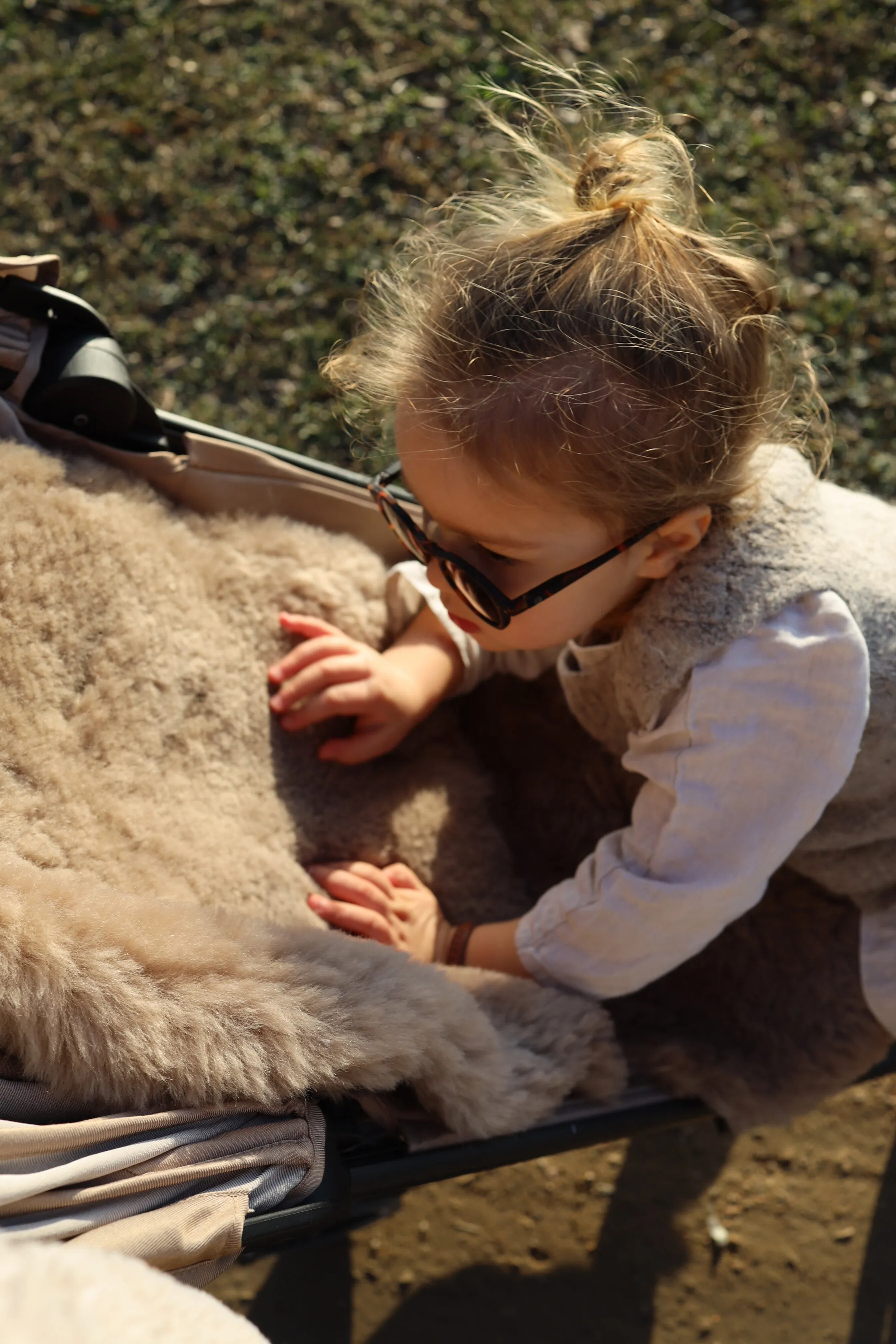 Greige Natural Sheepskin Stroller Liner