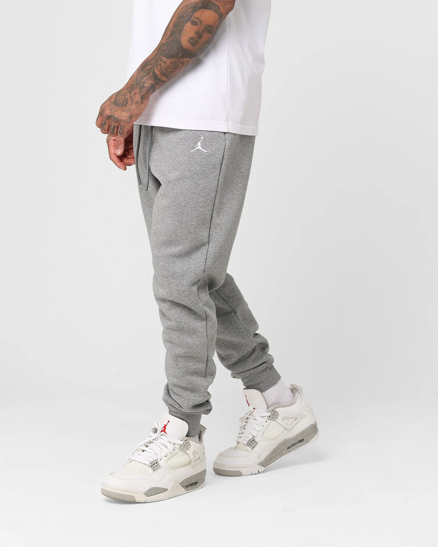 Jordan Essentials Fleece Tracksuit Pants Carbon Heather/White