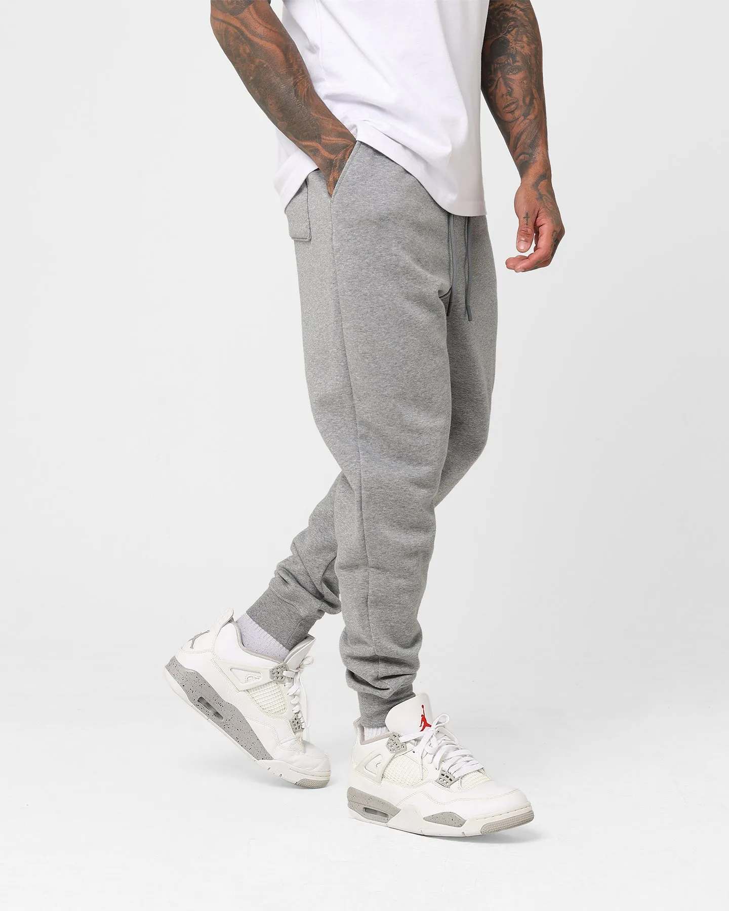 Jordan Essentials Fleece Tracksuit Pants Carbon Heather/White