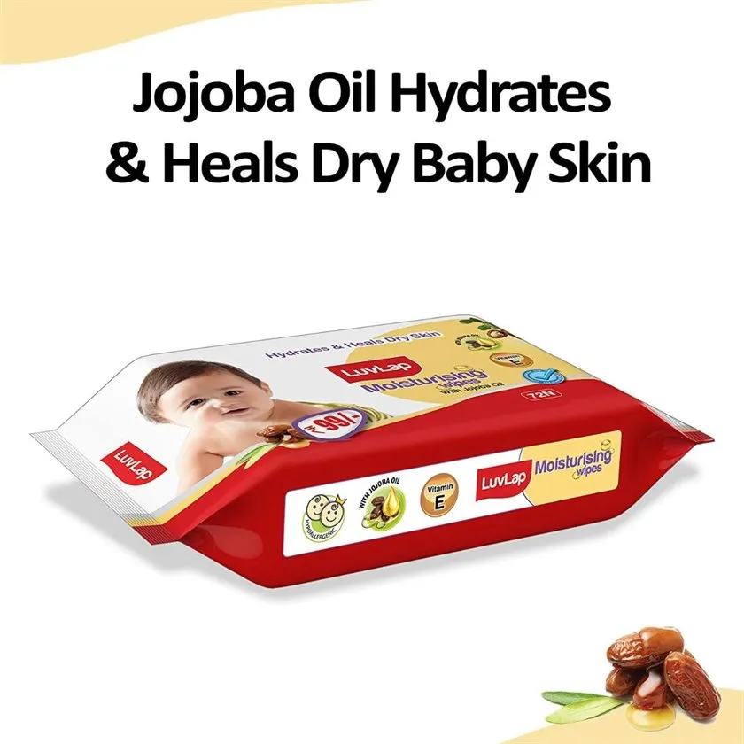 LUVLAP Moisturizing Wipes Jojoba Oil & Vitamin-E - 5Pack - 72pcs each