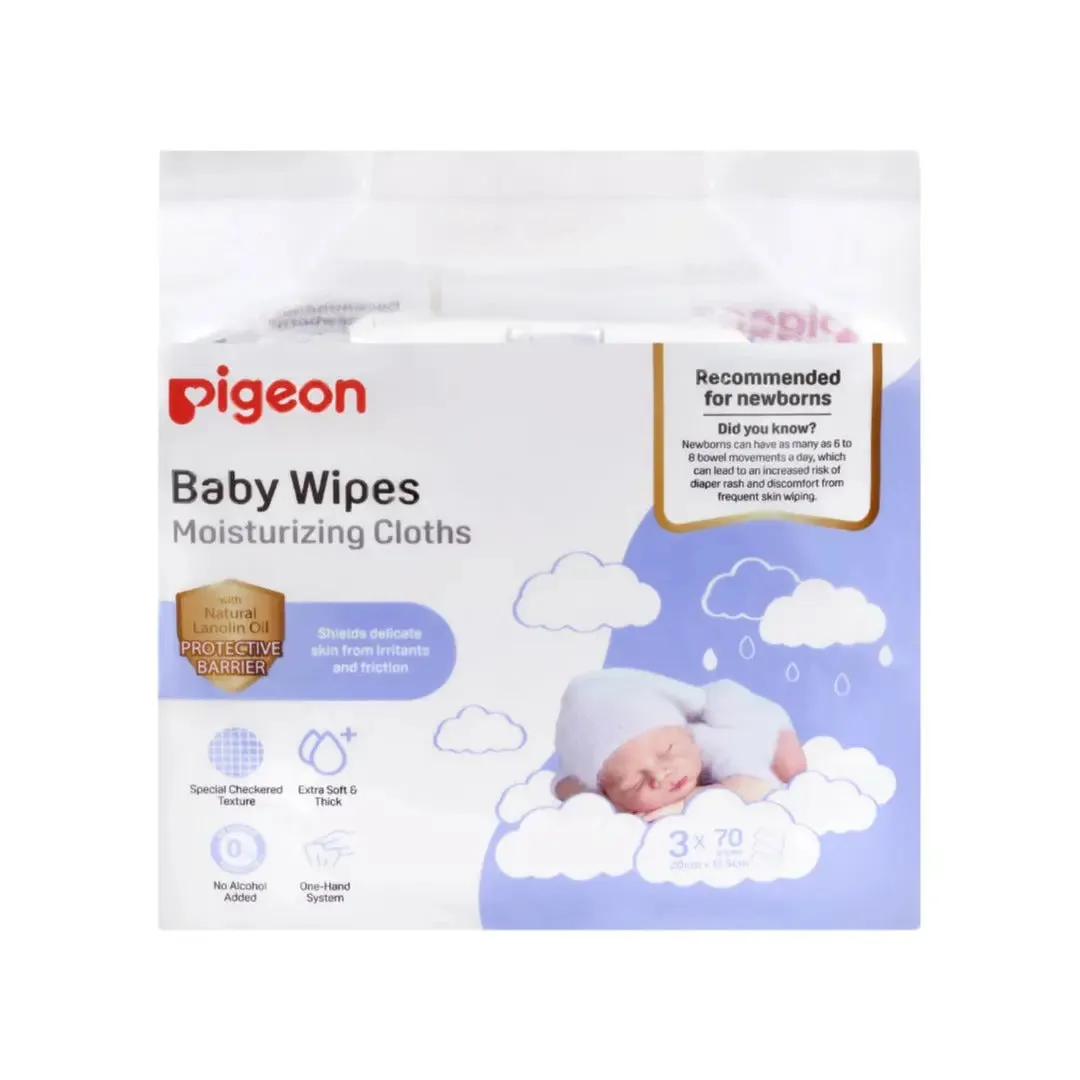 Pigeon Baby Wipes Moisturizing Cloths 70 sheets 3 in 1 bundle