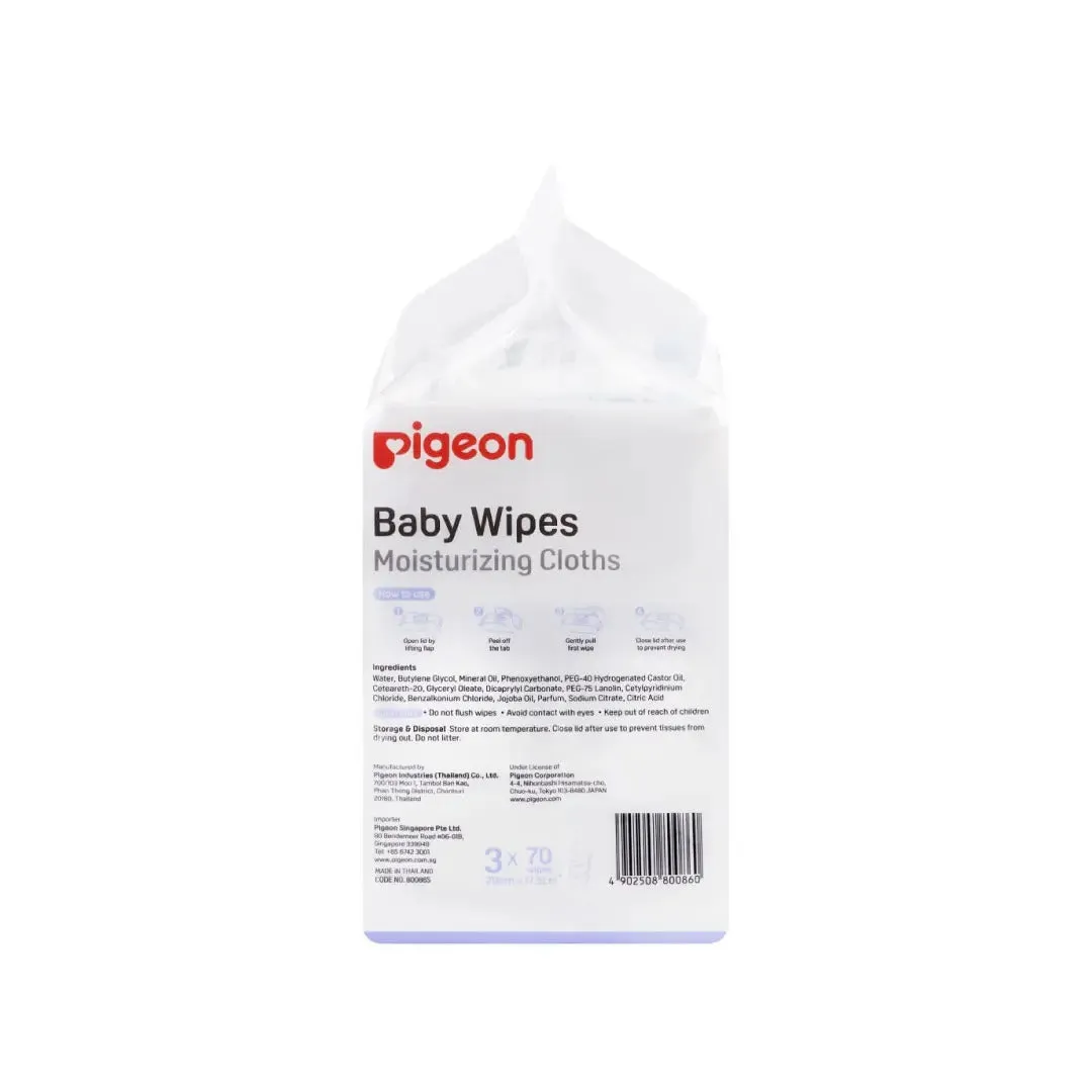 Pigeon Baby Wipes Moisturizing Cloths 70 sheets 3 in 1 bundle