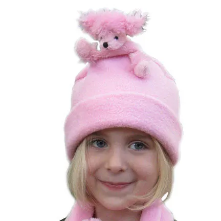 Pink Poodle on Pink Fleece Buddy Hat