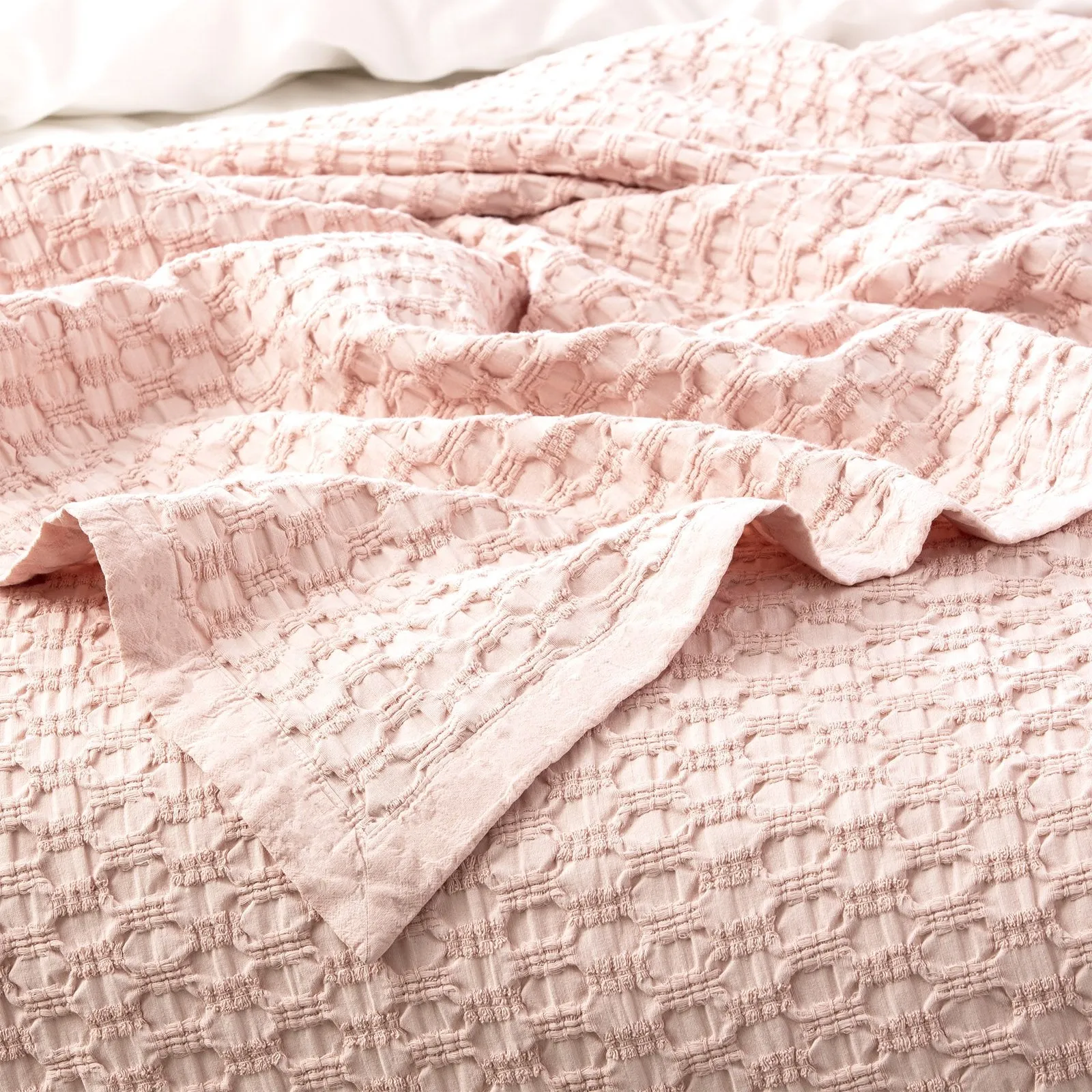 Renee Taylor Lexico Cotton Waffle Blankets - Rose