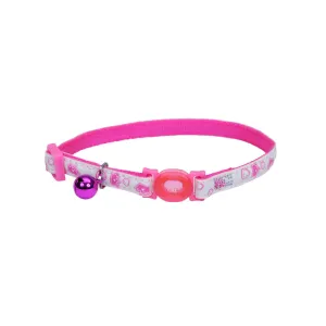 Safe Cat Glow in the Dark Adjustable Breakaway Collar, Glowing Pink Queen, 3/8" x 08"-12"