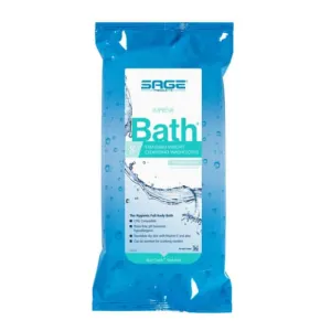 Sage Impreva Bath Standard Weight Rinse Free Bath Wipe Unscented