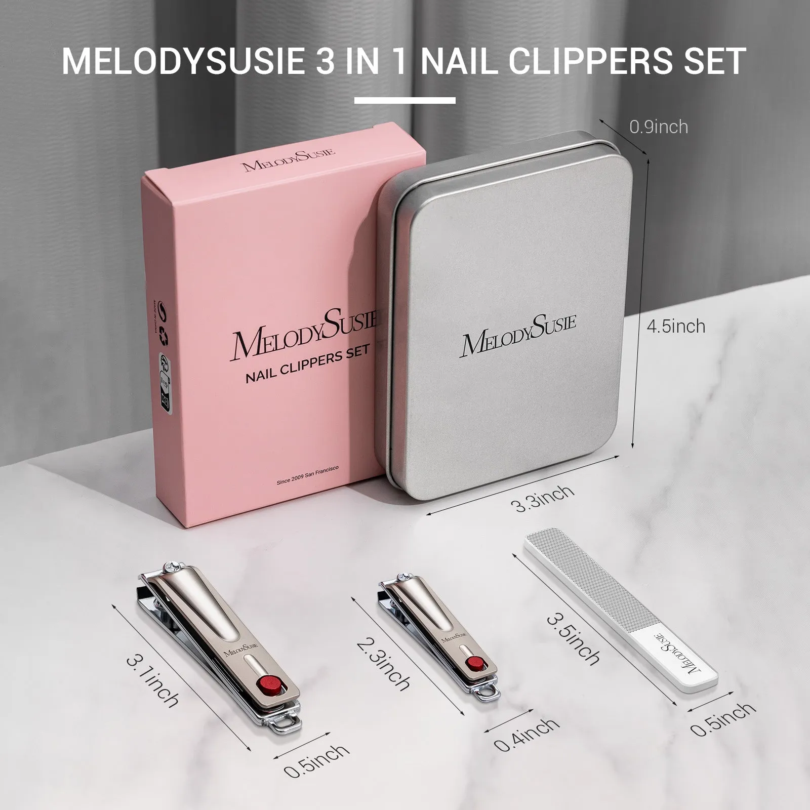 Stainless Steel Nail Clippers 3 in 1 Kit - Champagne