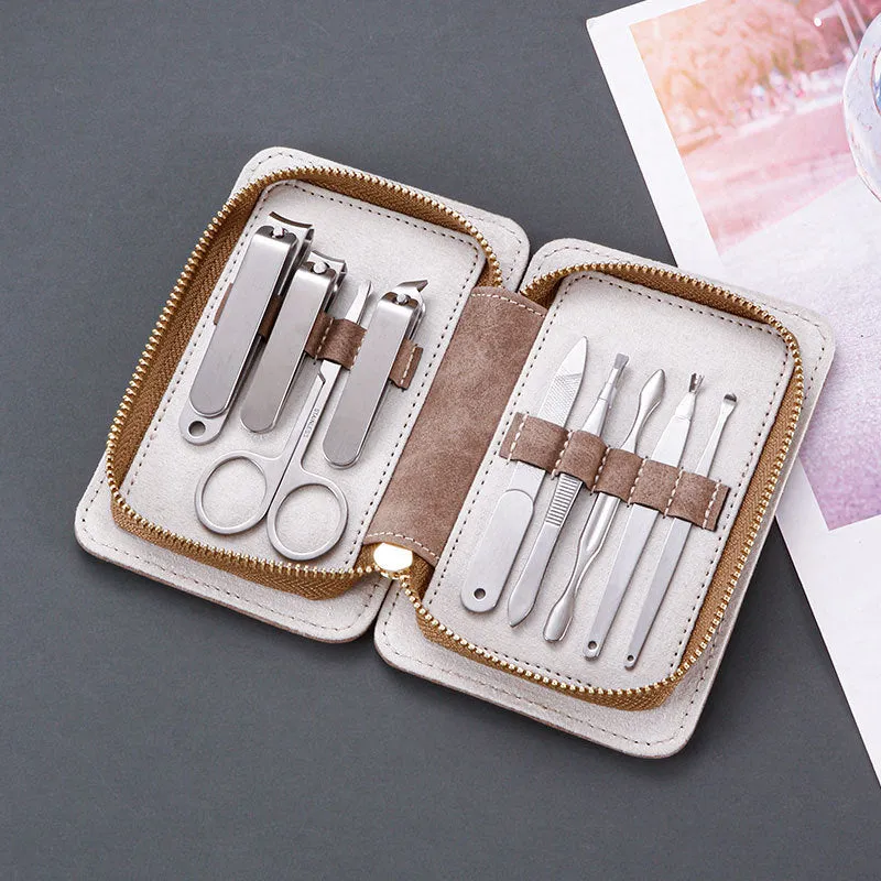 Suit 9 Pcs Zipper Manicure Manicure Set Full Set High-End Nail Scissor Set