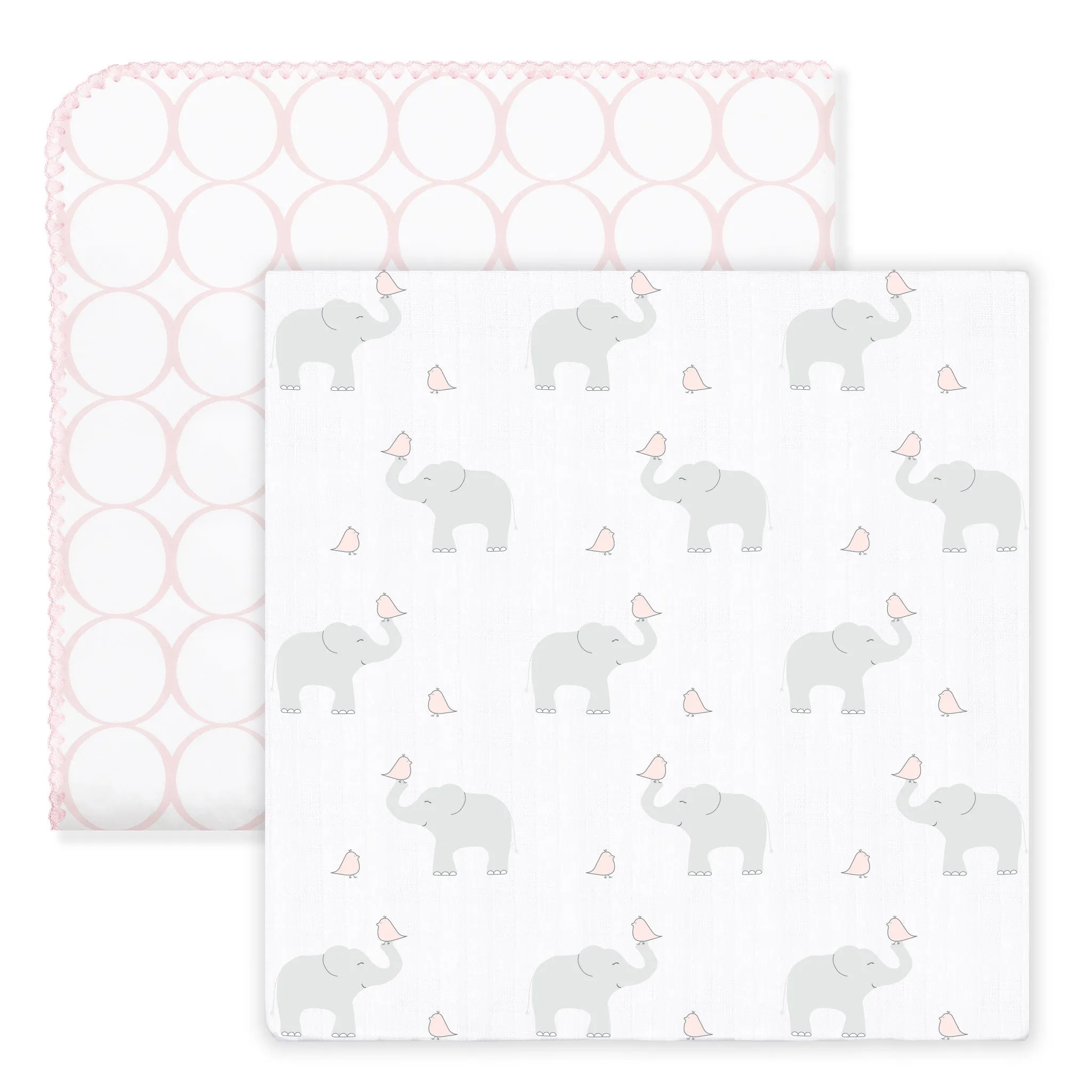 SwaddleDuo - Mod Elephant & Chickies, Pastel Pink