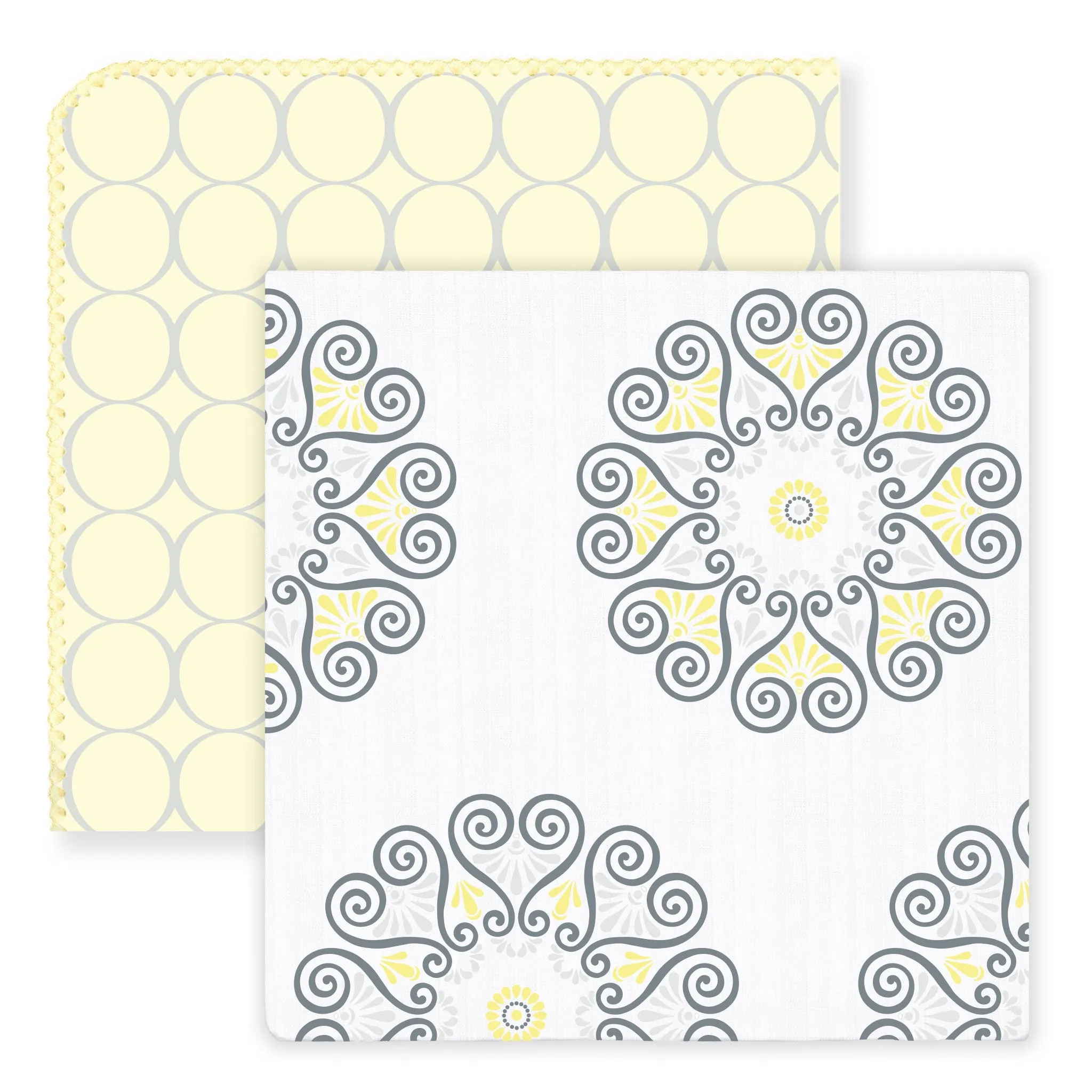 SwaddleDuo - Sterling  Mod Circles on Soft Yellow Banana & Yellow Medallions