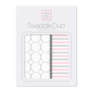 SwaddleDuo - Sterling Mod Circles   Simple Stripes, Pink